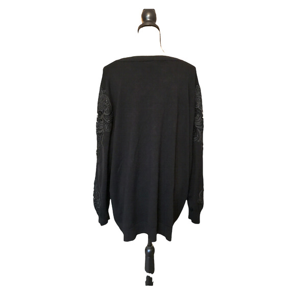 Lane Bryant Black Tunic Sweater with Lace Embellishment on Sleeves, Size 26/28 - Picture 4 of 7